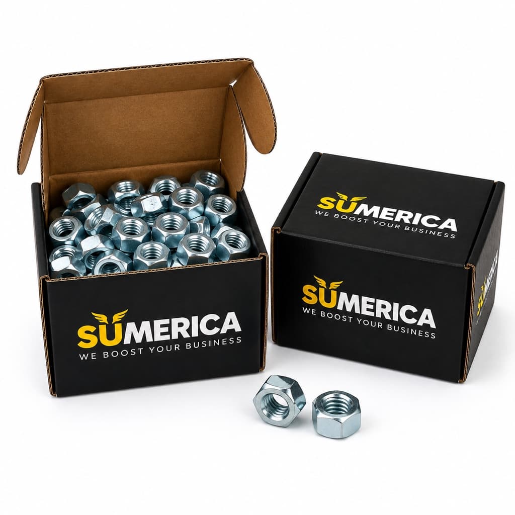 Tuercas zincadas 3/8" — caja 100 unidades